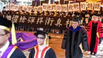 Graduation ceremony halted after masked university students rally at the event in Hong Kong