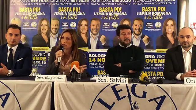 Matteo Salvini con Lucia Borgonzoni candidata della Lega in Emilia Romagna: Faremo la rivoluzione in 80 giorni