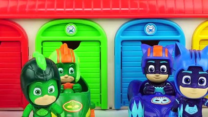 Download Video: Learn Colors with PJ Masks Race Car Toys, Kinetic Sand, Slime, and Tayo Garage Play Set-