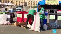 Lebanese activists clean up after protests