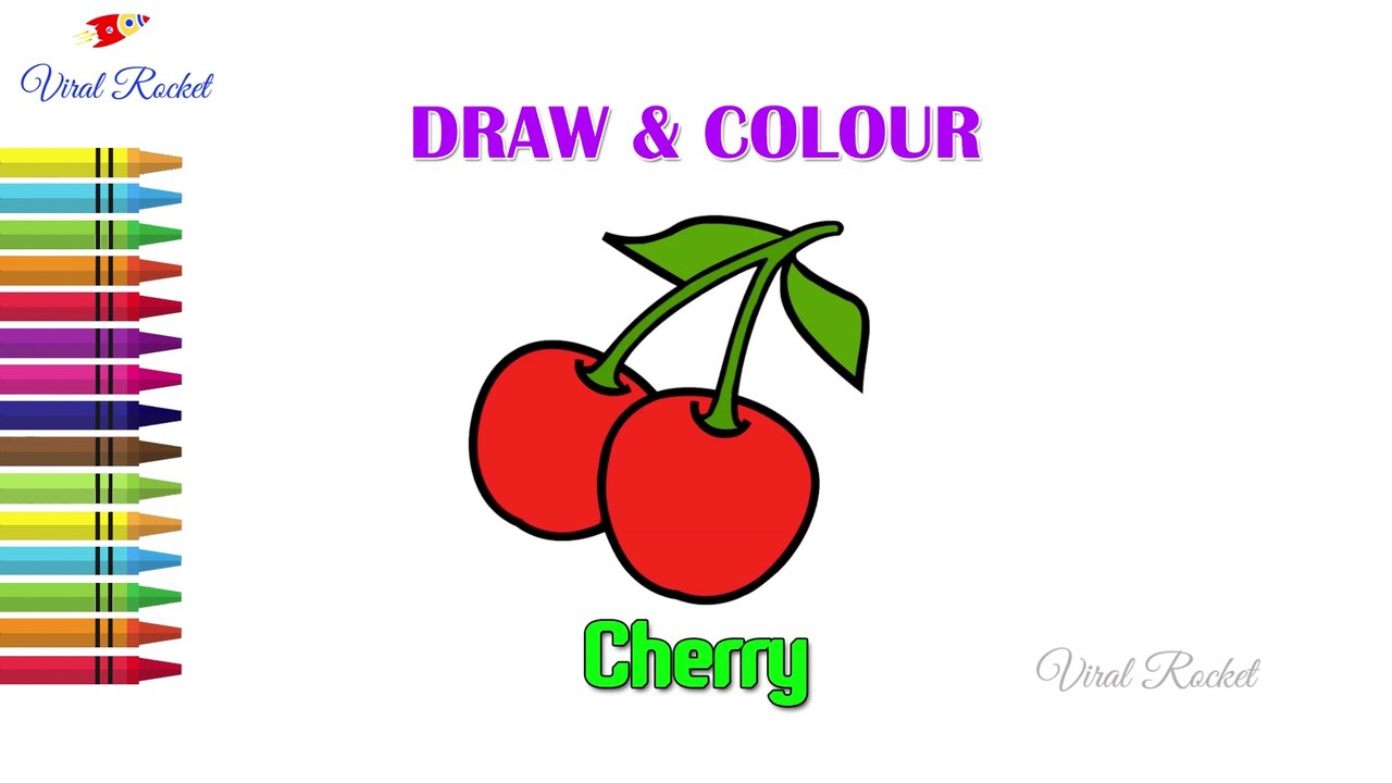 Cherry Drawing for kids | How to Draw a Cherry Fruit easily for children | Art Breeze # 33 | Learn Drawing and Colouring for kids | Viral Rocket