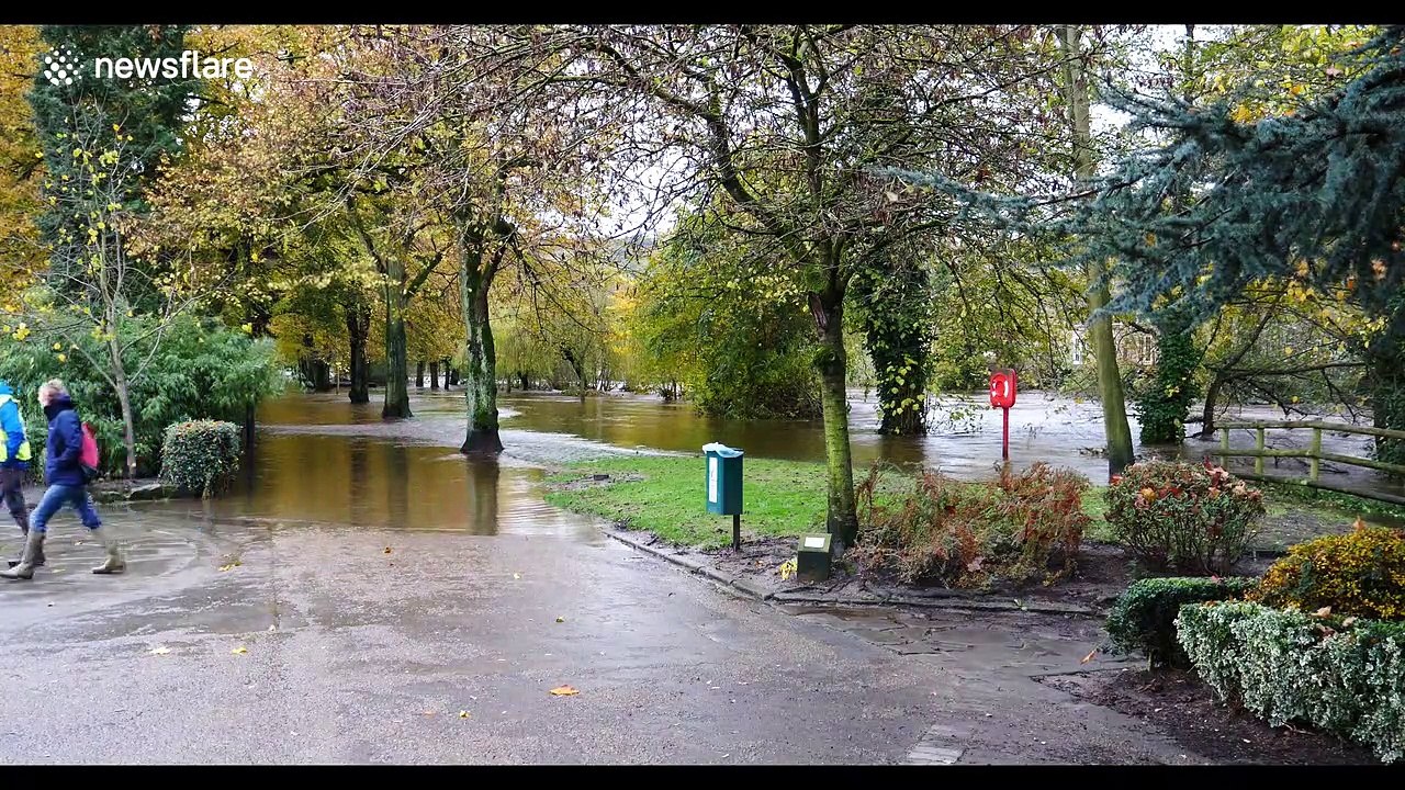 Matlock Town Council members assess the extensive flood damage in Matlock Derbyshire, UK