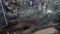 Drone images show thousands of protesters in Santiago