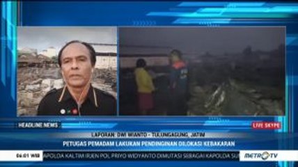 Pascakebakaran, Petugas Damkar Lakukan Pendinginan di Pasar Ngunut