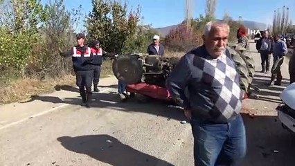 Tokat’ta otomobilin çarptığı traktör devrildi: 2 yaralı