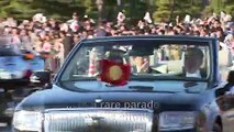 New Japanese emperor treats crowds to rare open-top car imperial parade