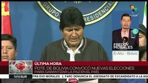 Pdte. de Bolivia convoca elecciones para garantizar la paz en el país
