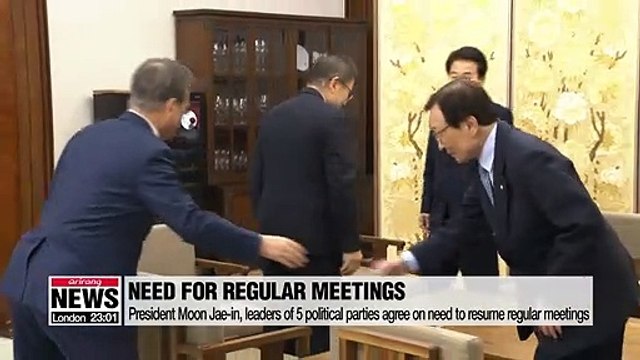 President Moon Jae-in, leaders of 5 political parties agree on need to resume regular meetings