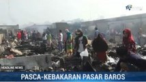 Pedagang Pasar Baros Serang Bersihkan Sisa Kebakaran