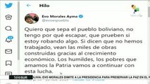 Evo Morales: Renuncio para que cese el acoso a mis ministros y líderes