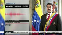 Nicolás Maduro llama a salvaguardar la vida de Evo Morales