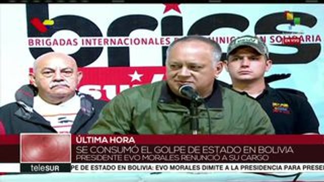 Venezuela: Diosdado Cabello condena golpe de Estado a Evo Morales Ayma