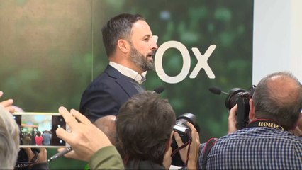 Abascal en rueda de prensa en la sede de Vox