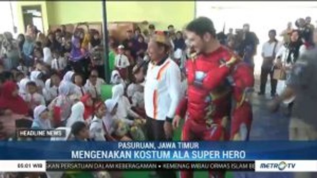 Kenakan Kostum <i>Superhero</i>, Wakil Wali Kota Pasuruan Kunjungi Siswa SDN Gentong