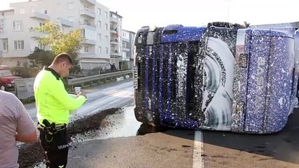 Boya yüklü tır devrildi: 1 yaralı - ORDU