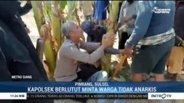 Kapolsek Cempa Berlutut Minta Warga Tak Anarkis