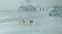 American Airlines plane slides off runway after hitting ice in terrifying landing