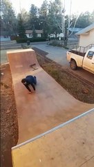 Scooter Rider Drops Into A Half Pipe And Fails