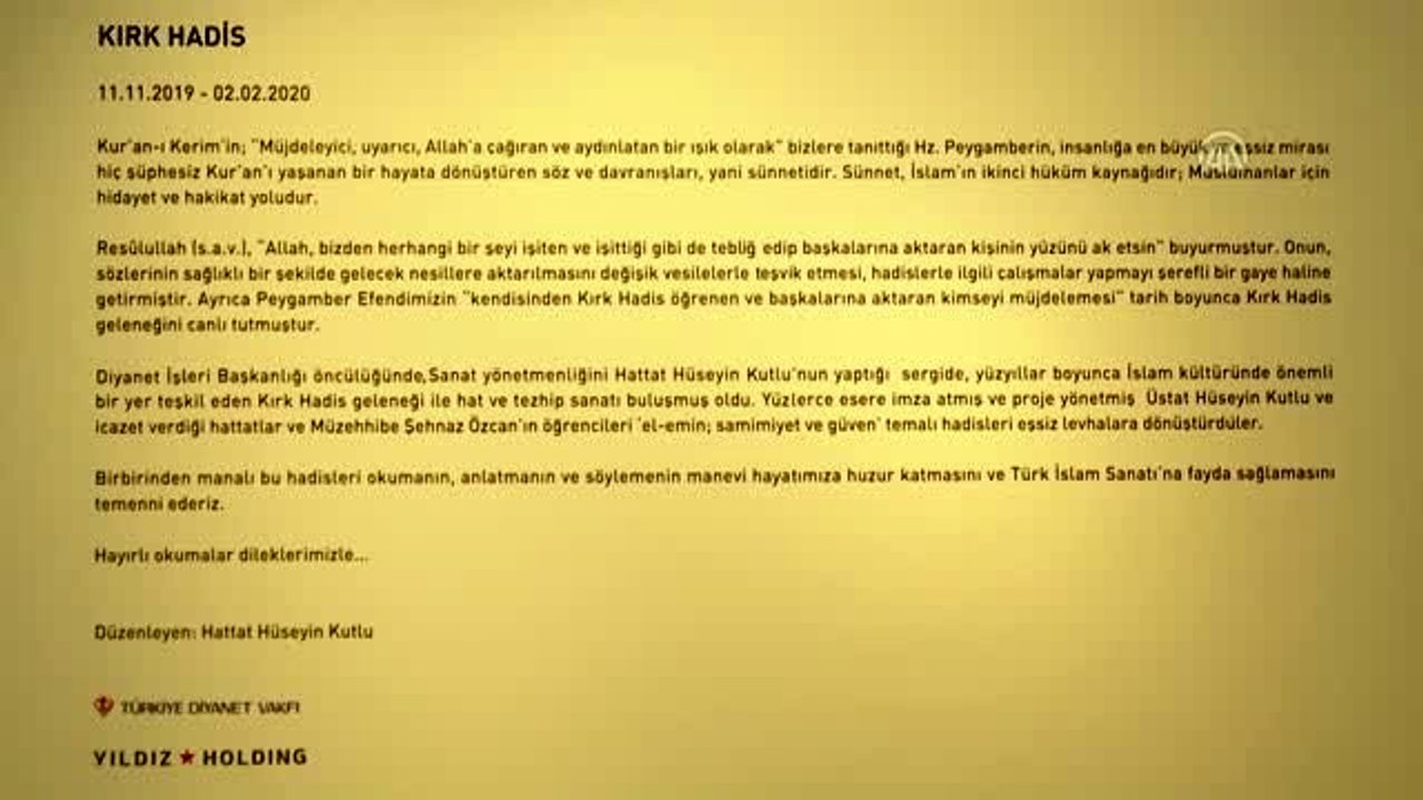 "Kırk Hadis" sergisi sanatseverlerle buluştu