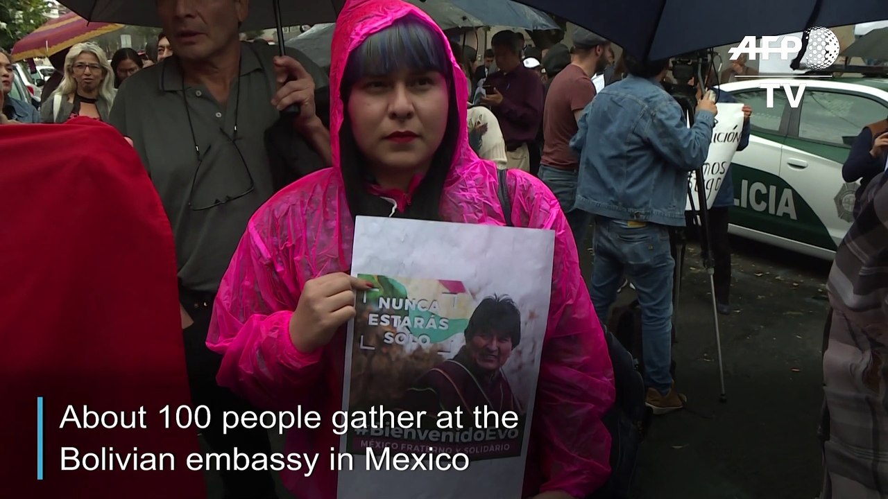 Protesters gather as Mexico grants asylum to Bolivia's Morales