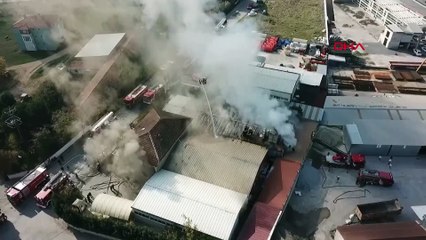 Tuzlada fabrika yangını havadan görüntüler