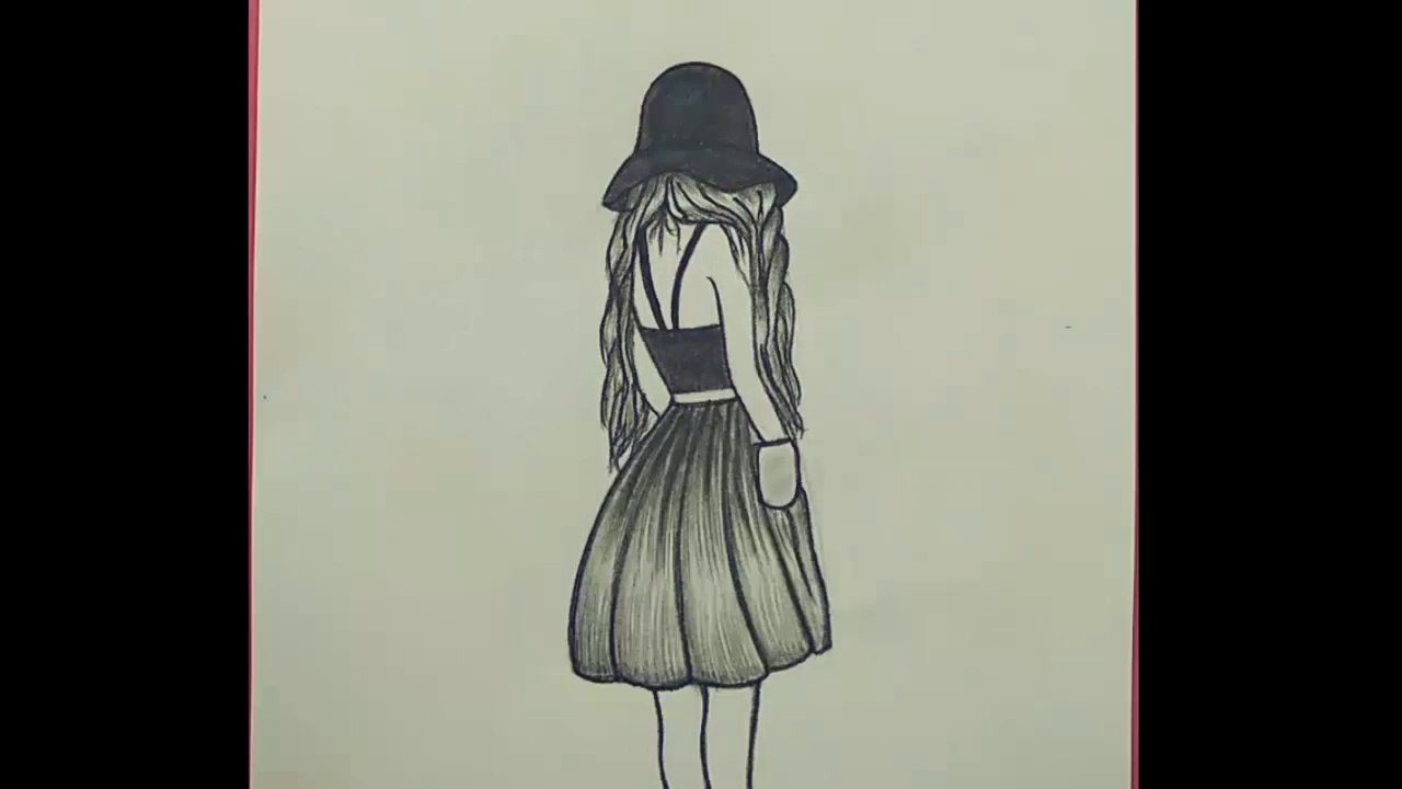Draw a girl with Hat on paper pencil art || art 7, paper and pencil sketch painting