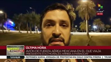 Avión que transporta a Evo Morales aterriza en Asunción
