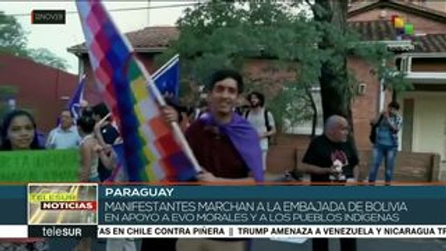 Paraguayos marchan a embajada de Bolivia en apoyo a Evo Morales