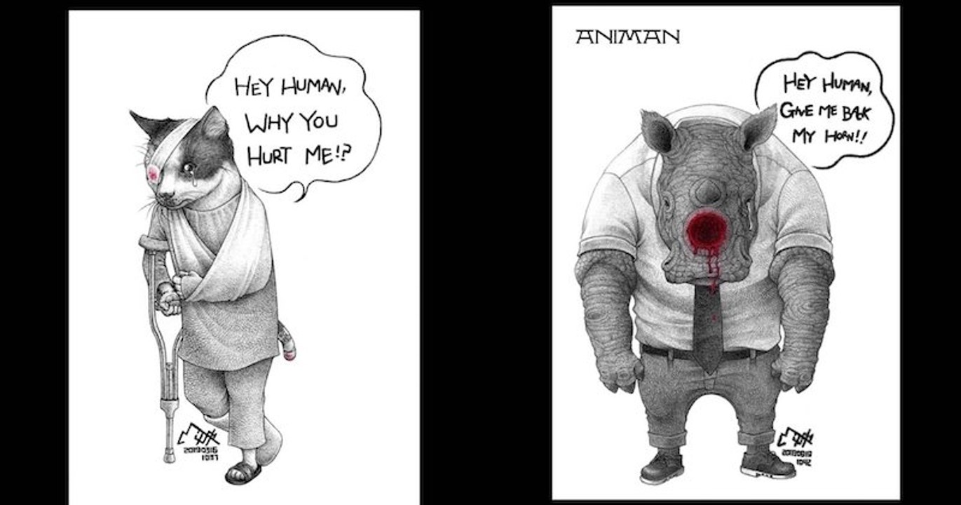 Dans les œuvres de cet artiste, les animaux demandent aux humains pourquoi ils leur font subir tant de violence