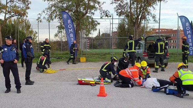 Simulacro de accidente múltiple con heridos