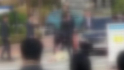 1인 시위자, 대전고등법원장 탄 차에 올라타...경찰 출동 / YTN