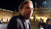Fed Cup 2019 - Julien Benneteau à l'Élysée en béquilles et avec son pied fracturé : 