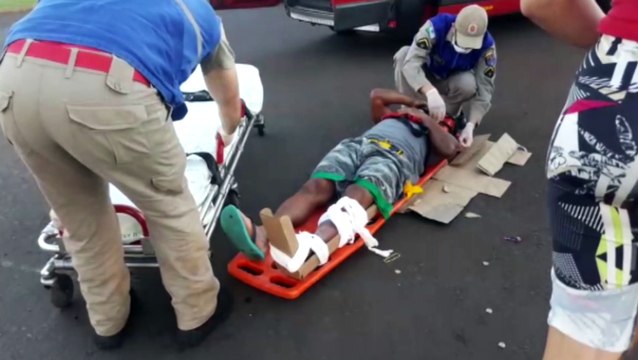 Motociclista sofre fratura na perna após acidente de trânsito