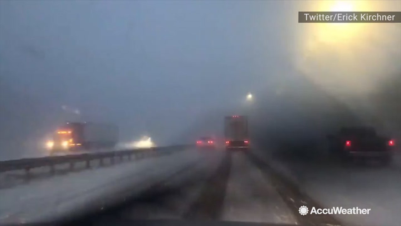 Severe snow squall disrupts traffic on Interstate 68