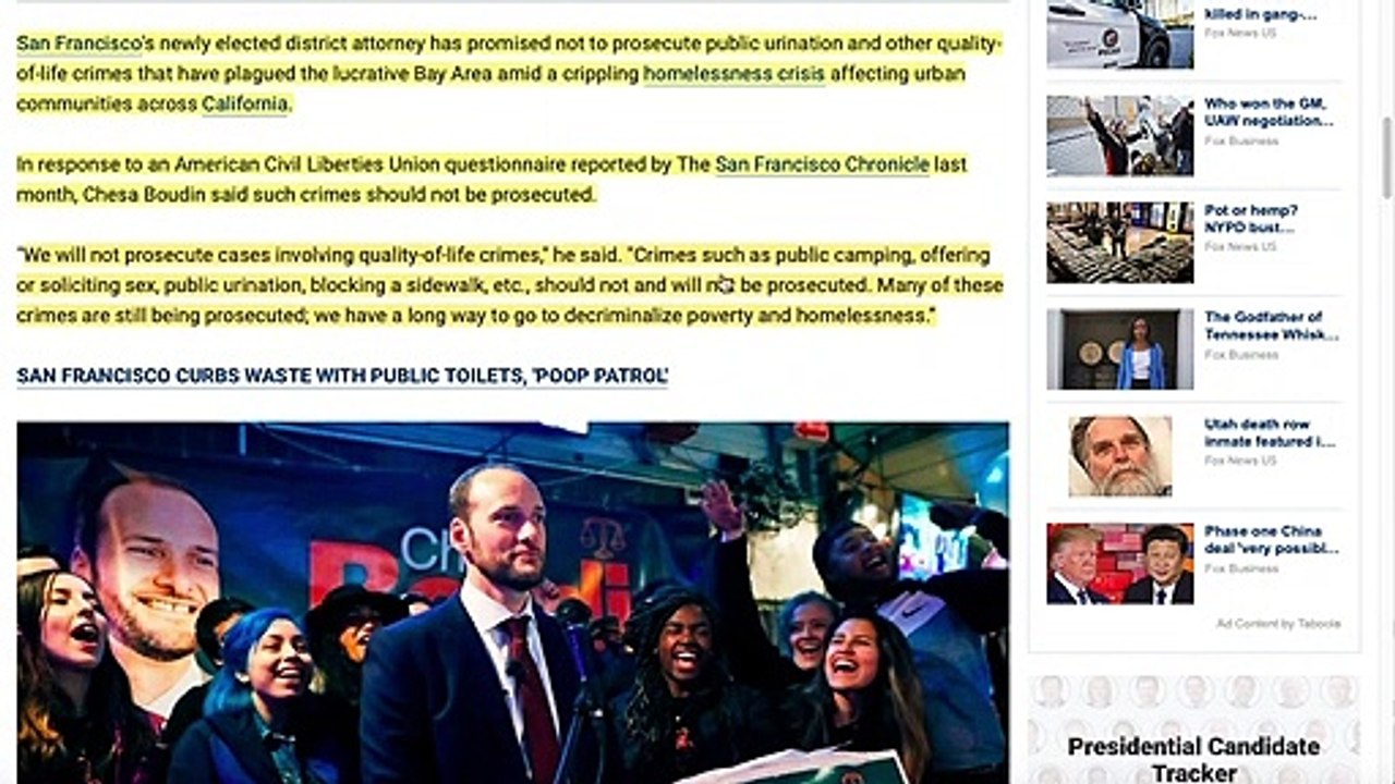NEW SAN FRAN D.A. WON'T PROSECUTE QUALITY OF LIFE CRIMES