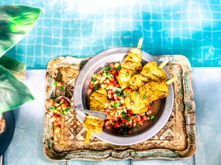 Brochetas de pollo al estilo thai