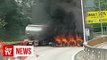 Oil tanker catches fire near Menora Tunnel, causes congestion
