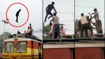Man Climb On 25000 Volts Railway Current Supply Wire In Dabra