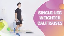 Single-leg weighted calf raises - Step to Health