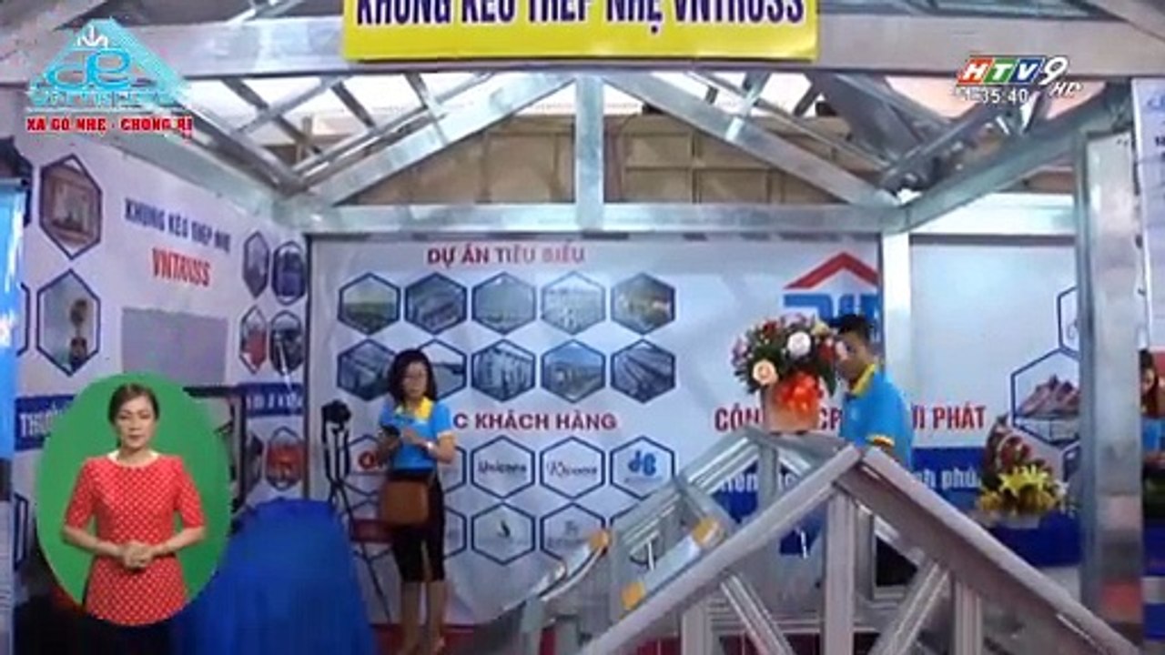 HTV9 đưa tin về Vì Kèo Thép Mạ Nhôm Kẽm Siêu Nhẹ Chống Rỉ VNTRUSS cho Kết Cấu Nhà Mái Thái Lợp Ngói, Thi Công nhanh, Liên Kết bằng Vít
