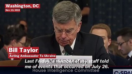 Ambassador Bill Taylor Says His Aide Overheard Trump Ask About 'The Investigations' Into Biden