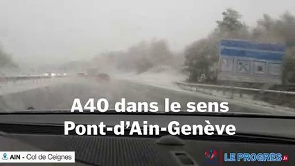 De la neige sur l'A40 au col de Ceignes