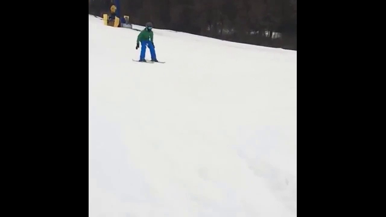 Skier Jumps Ramp And Loses His Skis