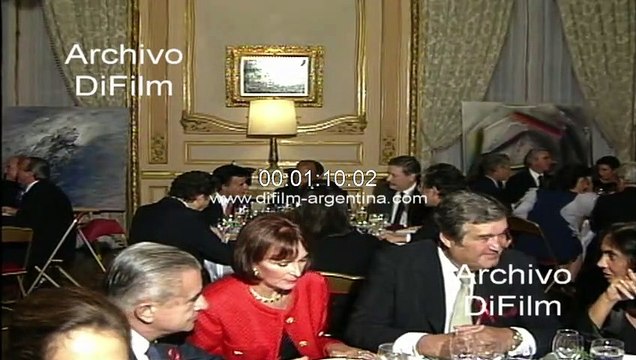 Carlos Menem en comida con Terence Todman - Amalia de Fortabat 1992