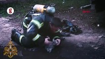 İtfaiye eri, dumandan etkilenen kediyi böyle kurtardı