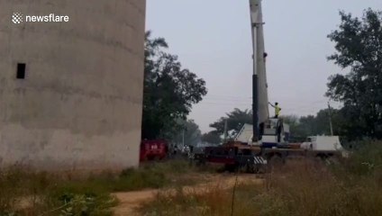 Adventurous bull makes its way up 200ft water tower prompting mammoth rescue operation