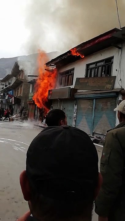 Fire to a market shop in Kargil Ladakh