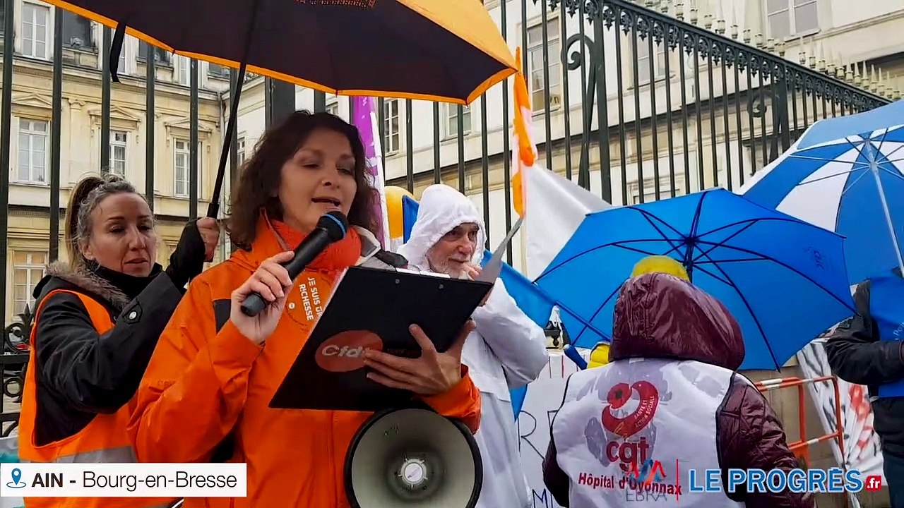 Le secteur de santé se rassemble devant l’ ARS à Bourg-en-Bresse et défile vers la préfecture