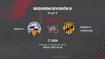 Previa partido entre Sabadell y Gimnàstic Tarragona Jornada 13 Segunda División B