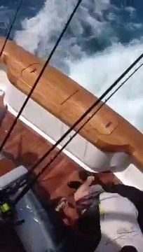 Un énorme poisson saute directement dans le bateau de ces pecheurs